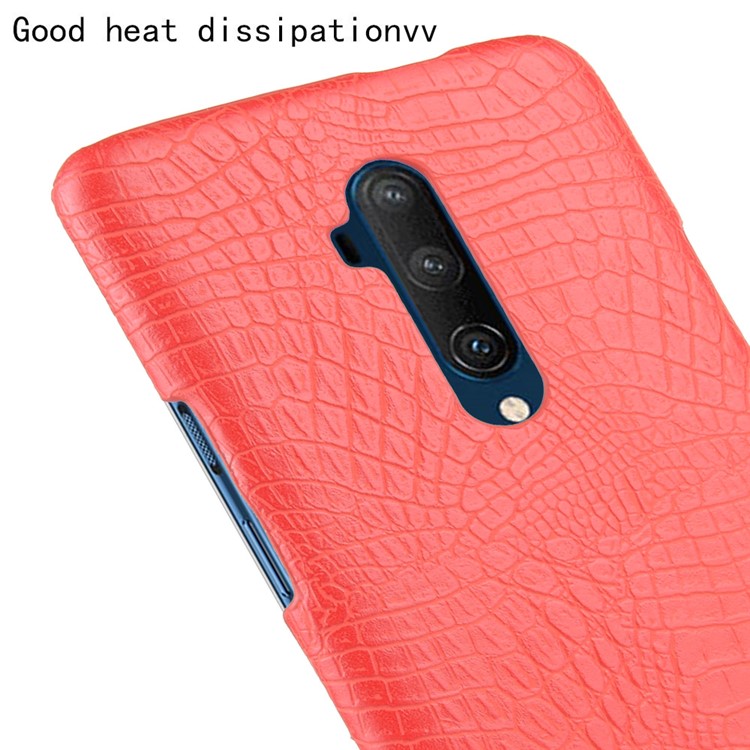 Crocodile Skin PU Leather Coated PC Case for OnePlus 7T Pro - Red-7