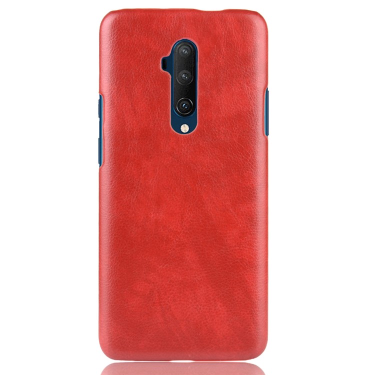 Litchi Skin Leather Coated Hard PC Case for OnePlus 7T Pro - Red-2