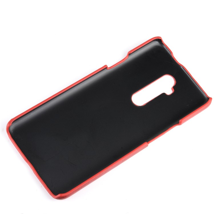 Litchi Skin Leather Coated Hard PC Case for OnePlus 7T Pro - Red-4