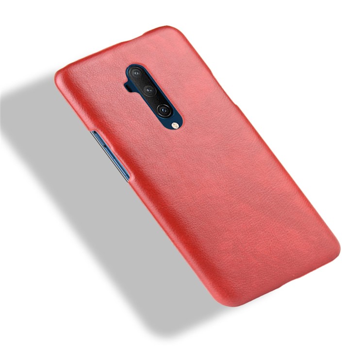 Litchi Skin Leather Coated Hard PC Case for OnePlus 7T Pro - Red-5