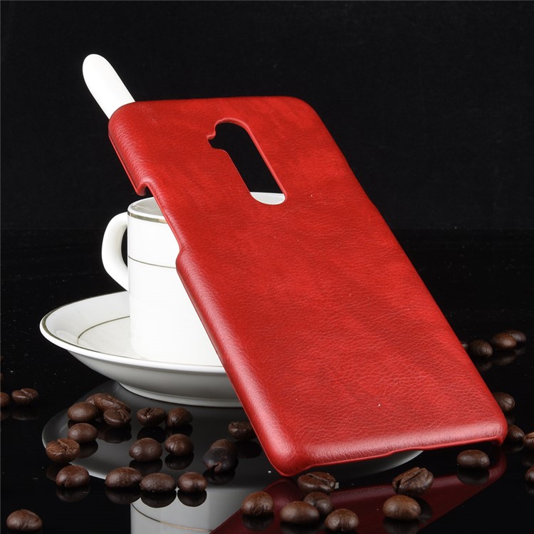 Litchi Skin Leather Coated Hard PC Case for OnePlus 7T Pro - Red-6