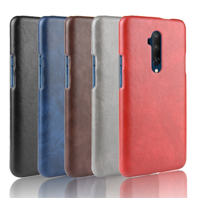 Litchi Skin Leather Coated Hard PC Case for OnePlus 7T Pro - Red-7