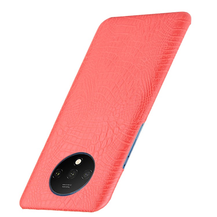 Crocodile Skin PU Leather Coated Hard Plastic Case for OnePlus 7T - Red-3