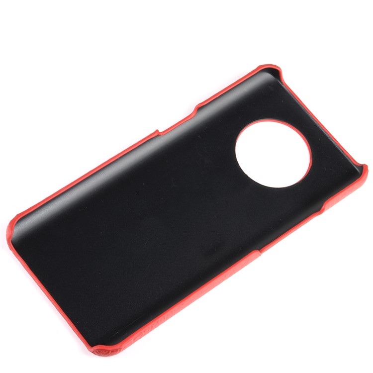 Crocodile Skin PU Leather Coated Hard Plastic Case for OnePlus 7T - Red-4