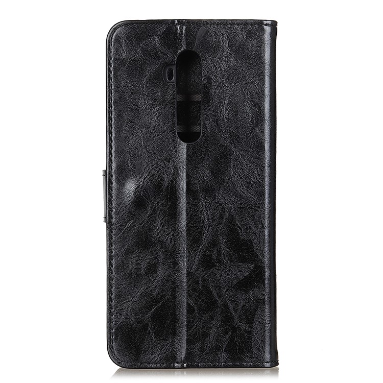 For OnePlus 7T Pro Double Buckles Crazy Horse Skin Leather Case Shell - Black-1