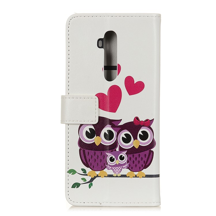 Pattern Printing Flip Leather Wallet Stand Case for OnePlus 7T Pro - Couple Owls-1