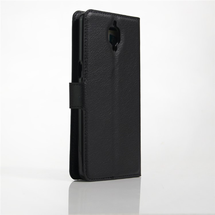 Lychee Skin Leather Wallet Case for OnePlus 3 / 3T - Black-3