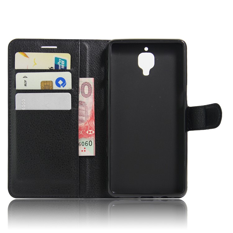 Lychee Skin Leather Wallet Case for OnePlus 3 / 3T - Black-5