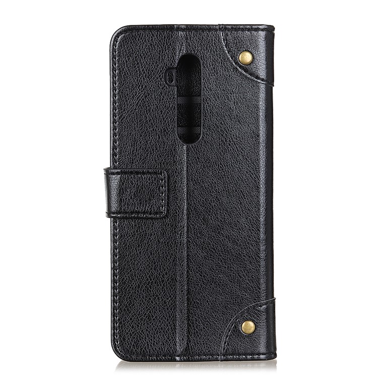 Nappa Skin Wallet Stand Leather Cell Cover for OnePlus 7T Pro - Black-3
