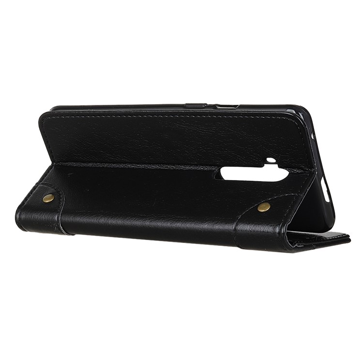 Nappa Skin Wallet Stand Leather Cell Cover for OnePlus 7T Pro - Black-4