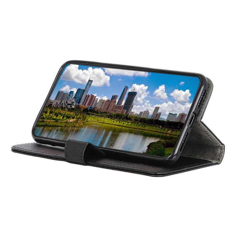 Litschi Hautoberfläche Leder Mappenkasten Für OnePlus 7T Pro - Schwarz-10