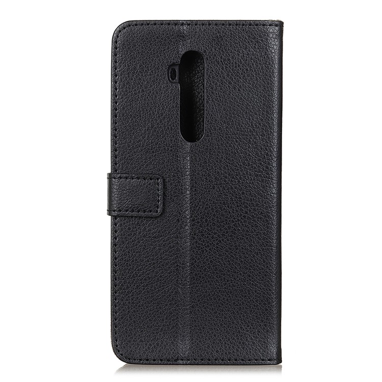 Litschi Hautoberfläche Leder Mappenkasten Für OnePlus 7T Pro - Schwarz-3