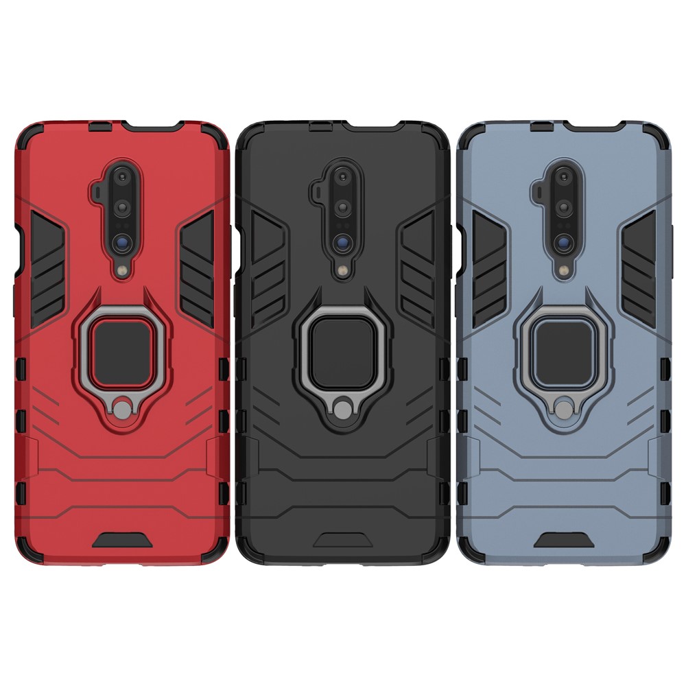 Dedo Fresco Protector De Anillos Pie De Apoyo De PC + TPU Para OnePlus 7T Pro - Negro-10