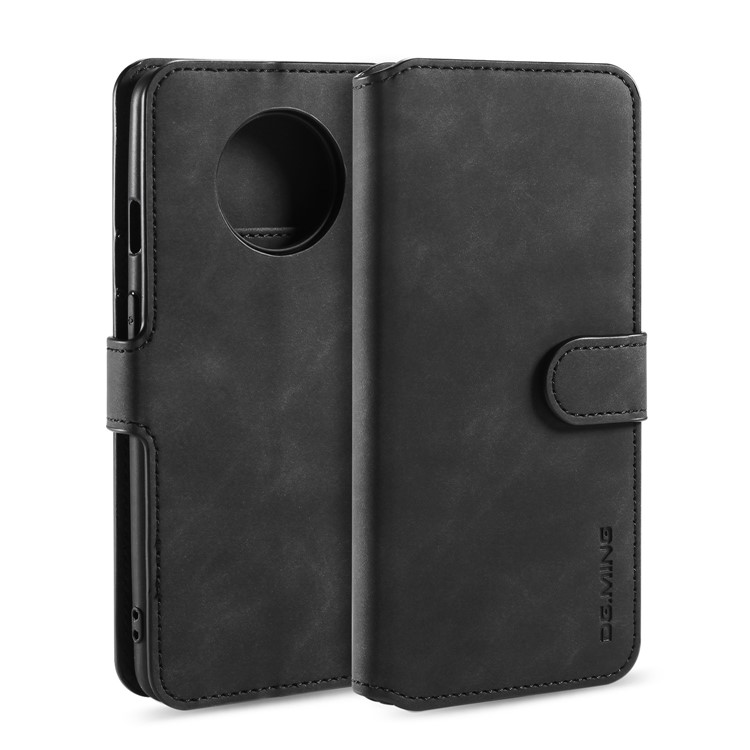 DG. Shell Portefeuille En Cuir De Style Rétro MING Debout Cas Pour OnePlus 7T - Noir-1