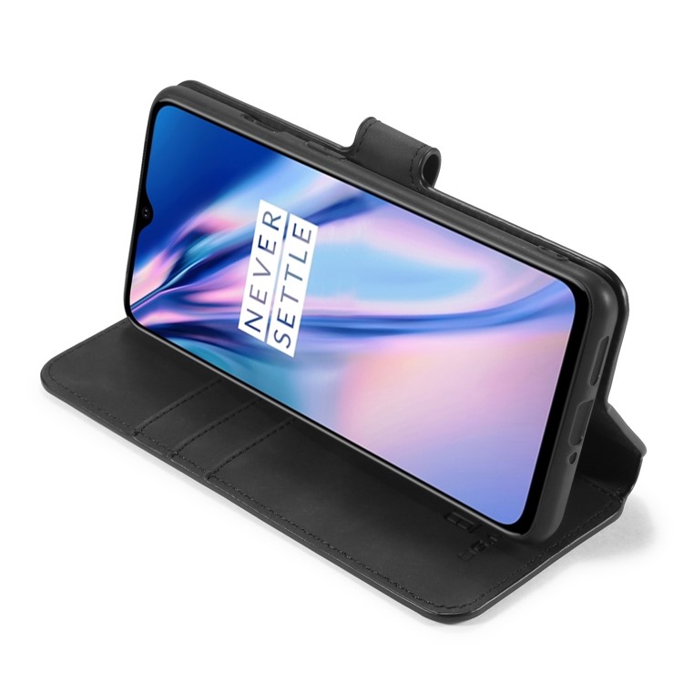 DG. Shell Portefeuille En Cuir De Style Rétro MING Debout Cas Pour OnePlus 7T - Noir-5