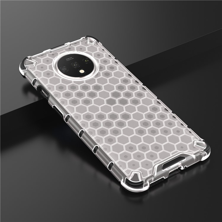 Nid D'abeille Modèle TPU Antichoc + Couvercle Hybride PC Pour OnePlus 7T - Blanc-11