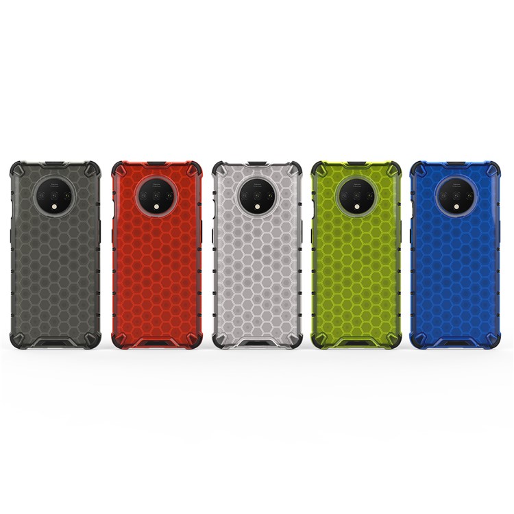 Nid D'abeille Modèle TPU Antichoc + Couvercle Hybride PC Pour OnePlus 7T - Blanc-14