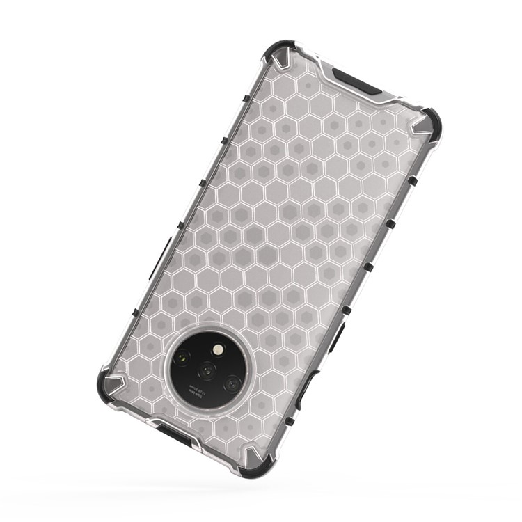 Nid D'abeille Modèle TPU Antichoc + Couvercle Hybride PC Pour OnePlus 7T - Blanc-4