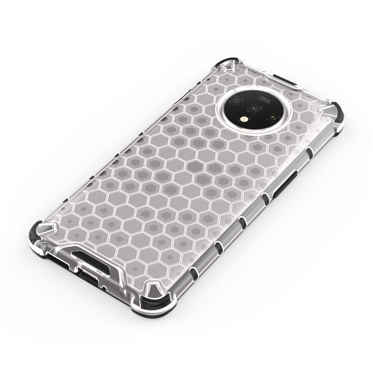 Nid D'abeille Modèle TPU Antichoc + Couvercle Hybride PC Pour OnePlus 7T - Blanc-7