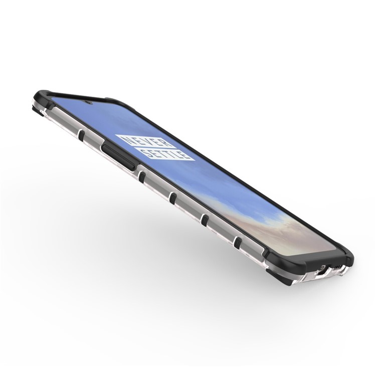 Nid D'abeille Modèle TPU Antichoc + Couvercle Hybride PC Pour OnePlus 7T - Blanc-9