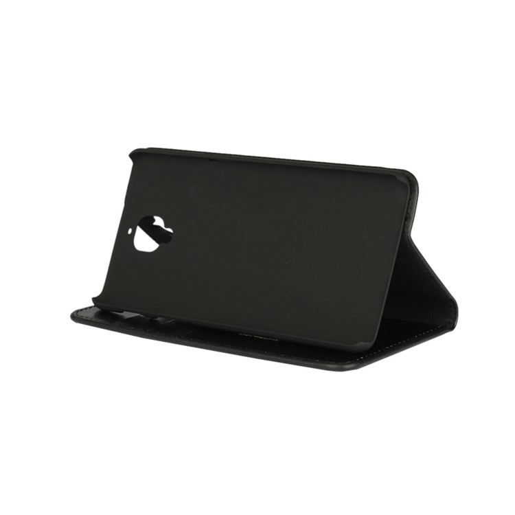 Crazy Horse Genuine Leather Wallet Stand Case for OnePlus 3 - Black-2