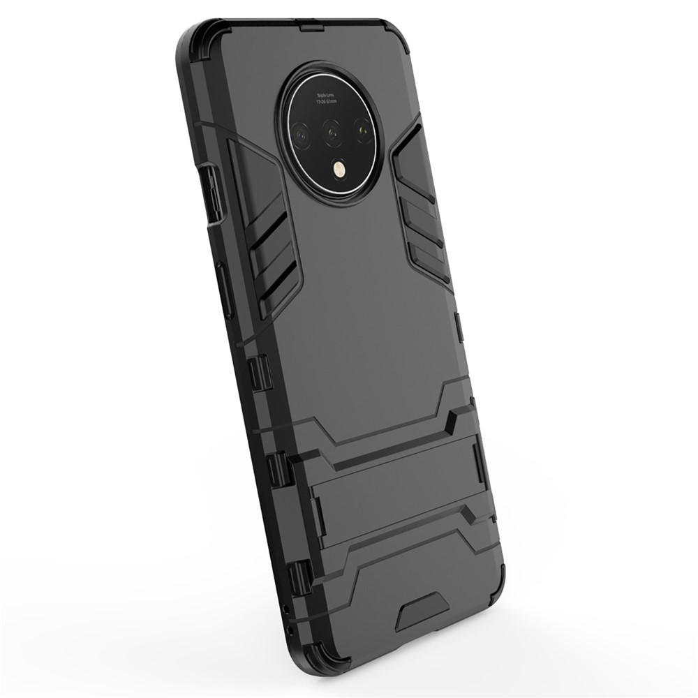 Kunststoff + TPU Hybrid -hülle Mit Kickstand Für OnePlus 7T - Schwarz