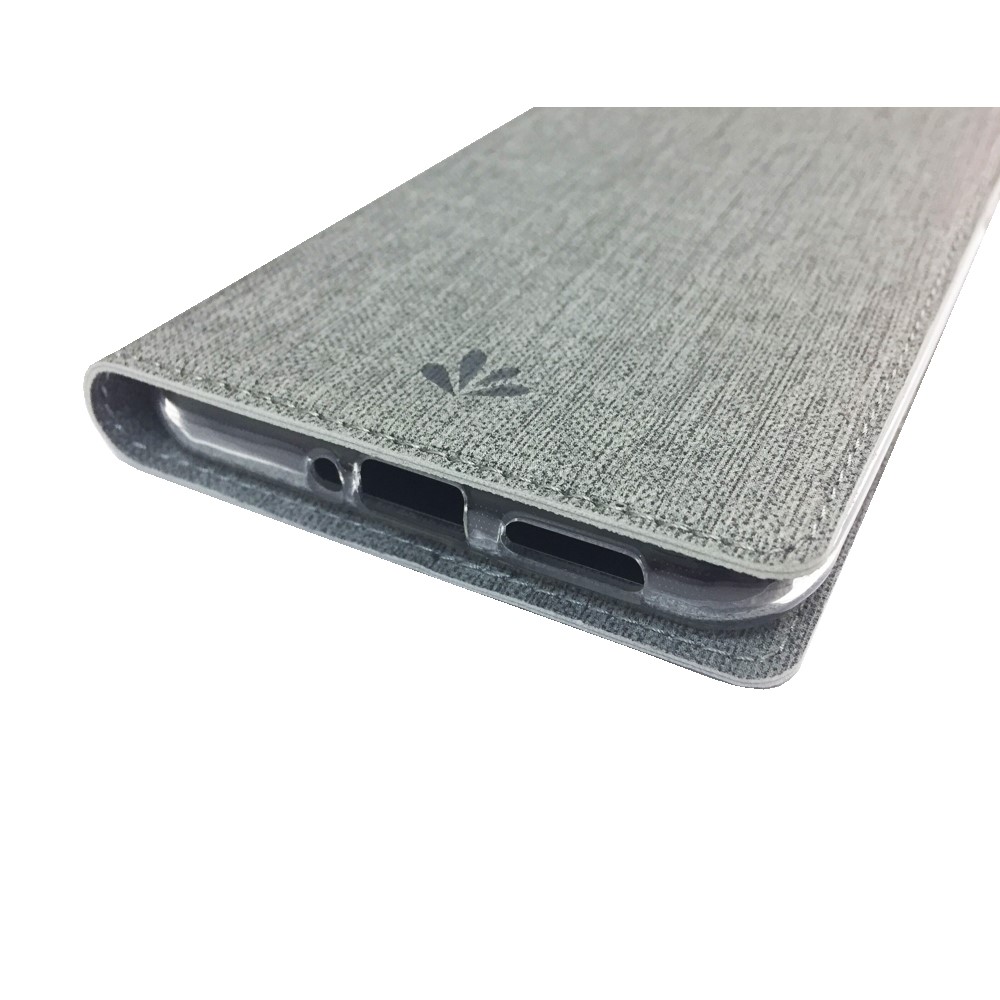 VILI DMX Cross Texture State Coperchio Del Supporto Per Schede in Pelle Per OnePlus 7T - Grigio