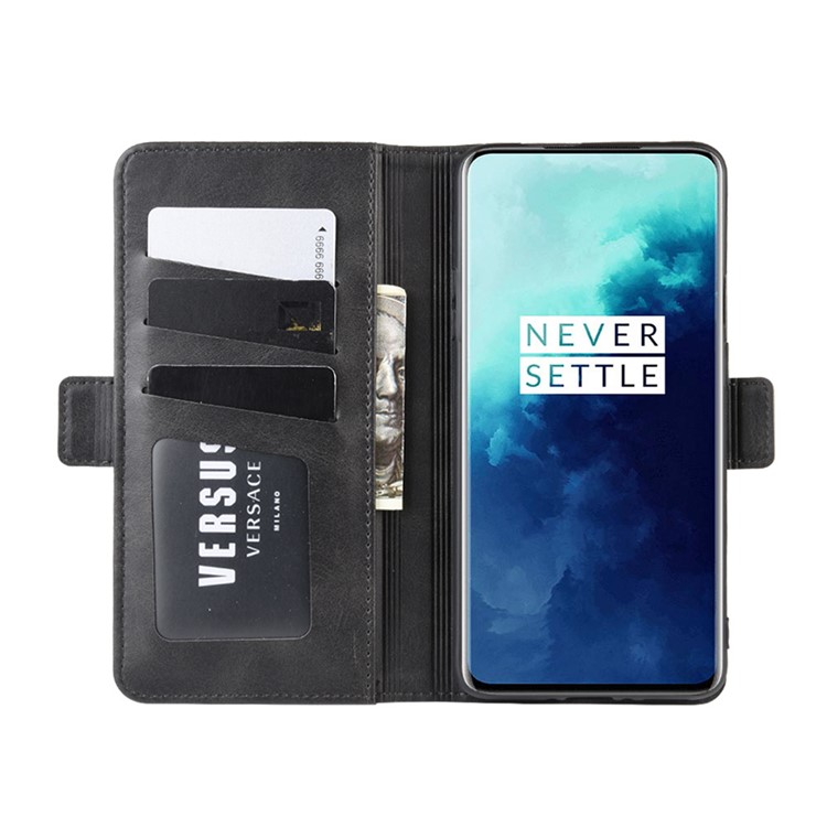 Magnet Adsorption Flip Leather Wallet Phone Case for OnePlus 7T Pro - Black-5