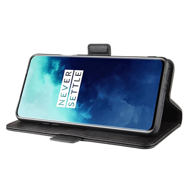 Magnet Adsorption Flip Leather Wallet Phone Case for OnePlus 7T Pro - Black-6