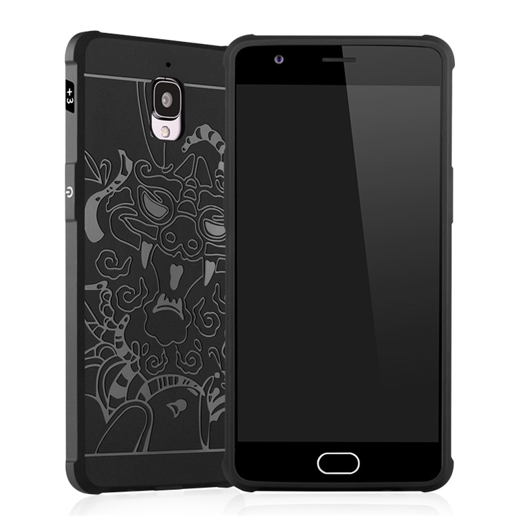 Auspicious Dragon Pattern Drop-proof Imprint TPU Case for OnePlus 3 / 3T - Black-1