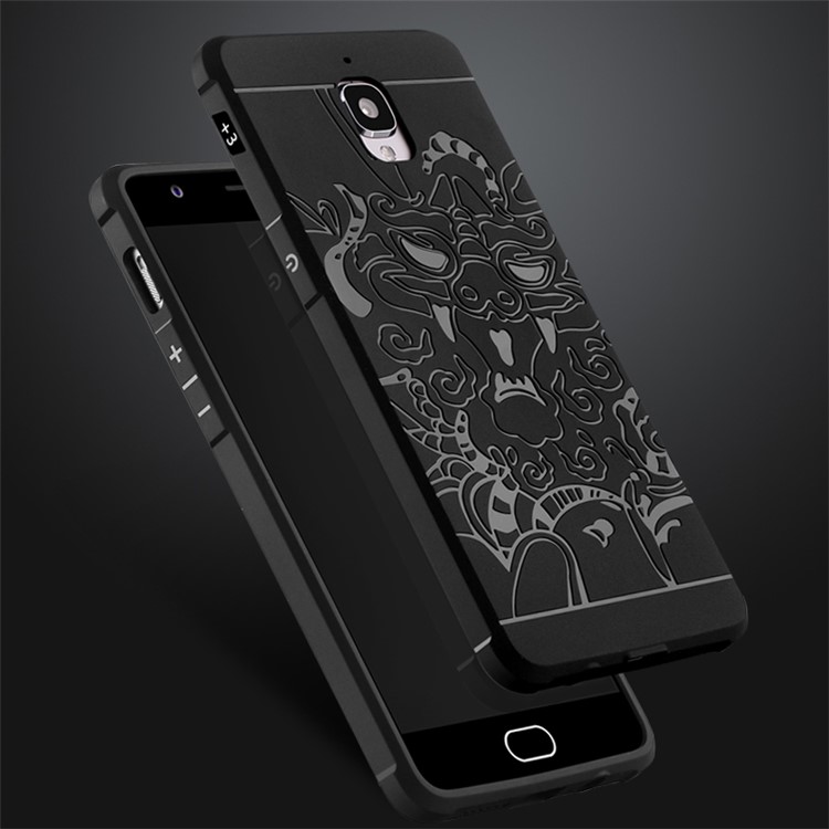 Auspicious Dragon Pattern Drop-proof Imprint TPU Case for OnePlus 3 / 3T - Black-2
