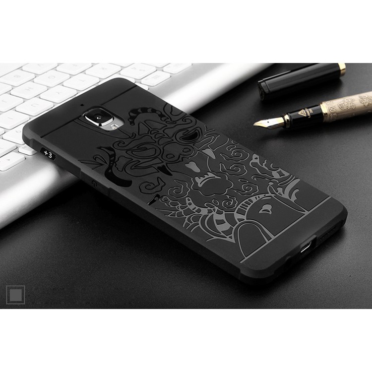 Auspicious Dragon Pattern Drop-proof Imprint TPU Case for OnePlus 3 / 3T - Black-6