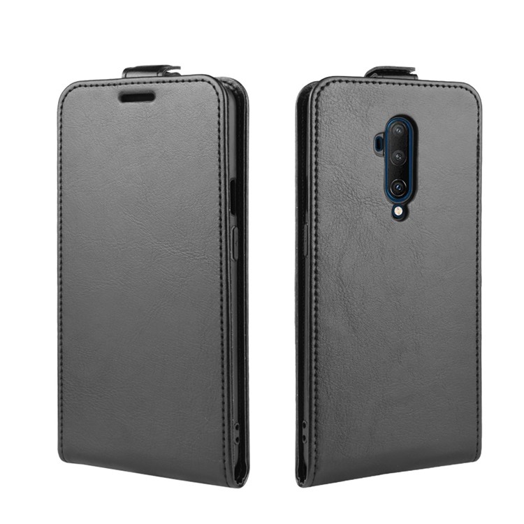 Crazy Horse Vertical Leather Case with Card Slot for OnePlus 7T Pro - Black-2