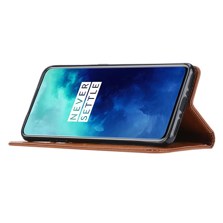 Auto-absorbiert PU-lederne Mappe Mobile Abdeckung Für OnePlus 7T Pro - Braun-4