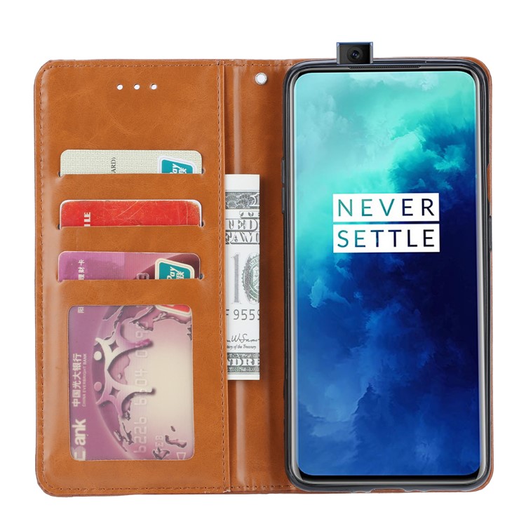 Auto-absorbiert PU-lederne Mappe Mobile Abdeckung Für OnePlus 7T Pro - Braun-6