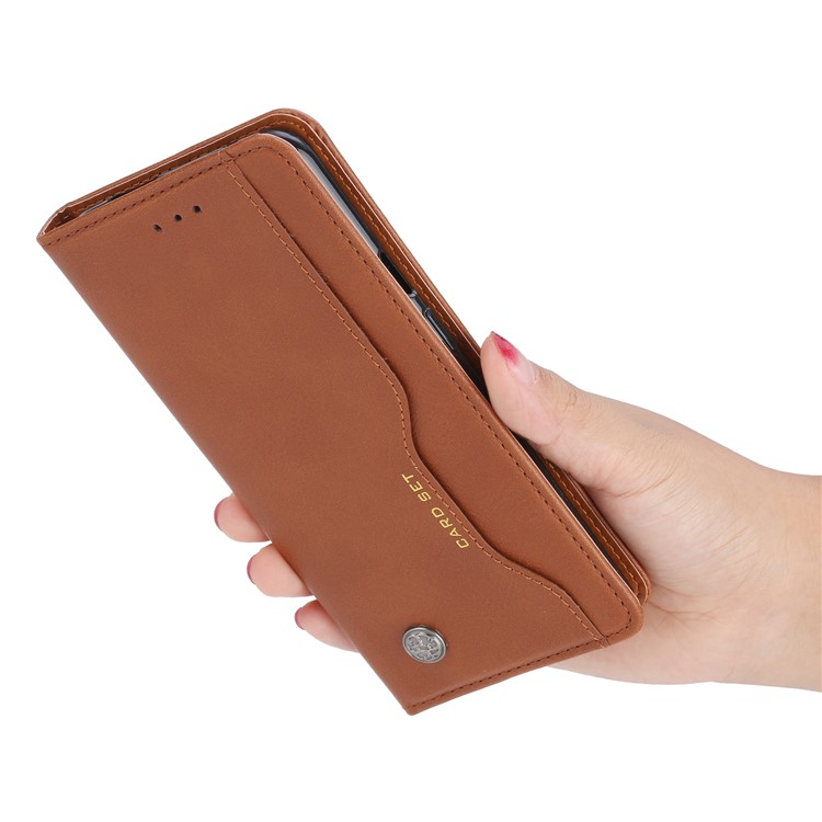 Auto-absorbiert PU-lederne Mappe Mobile Abdeckung Für OnePlus 7T Pro - Braun-7