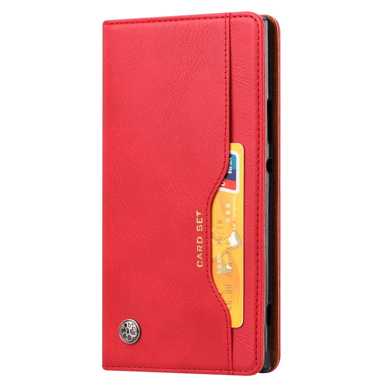 PU Carteira De Couro Da Tampa Móvel Absorvida Automaticamente Para OnePlus 7T Pro - Vermelho-2