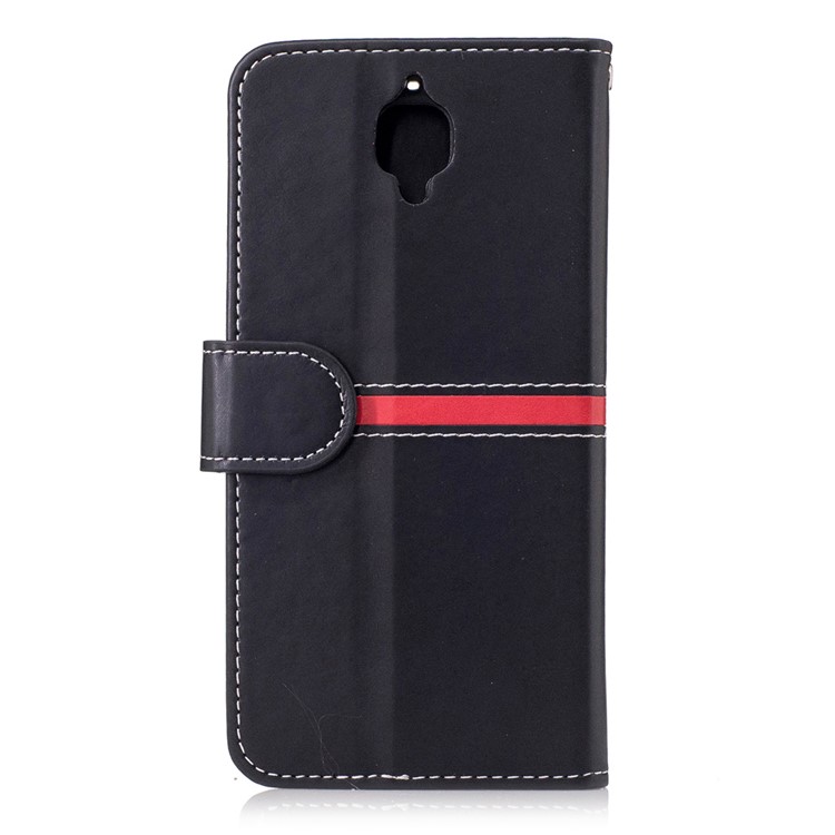For OnePlus 3T / 3 Graceful Series Stitching Wallet Leather Phone Case Stand - Black-2