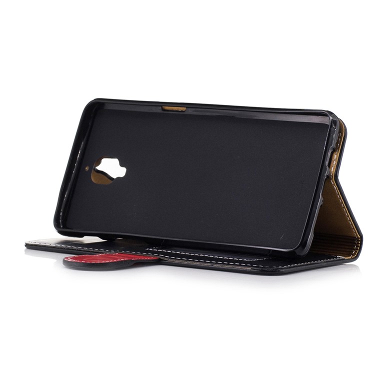 For OnePlus 3T / 3 Graceful Series Stitching Wallet Leather Phone Case Stand - Black-4
