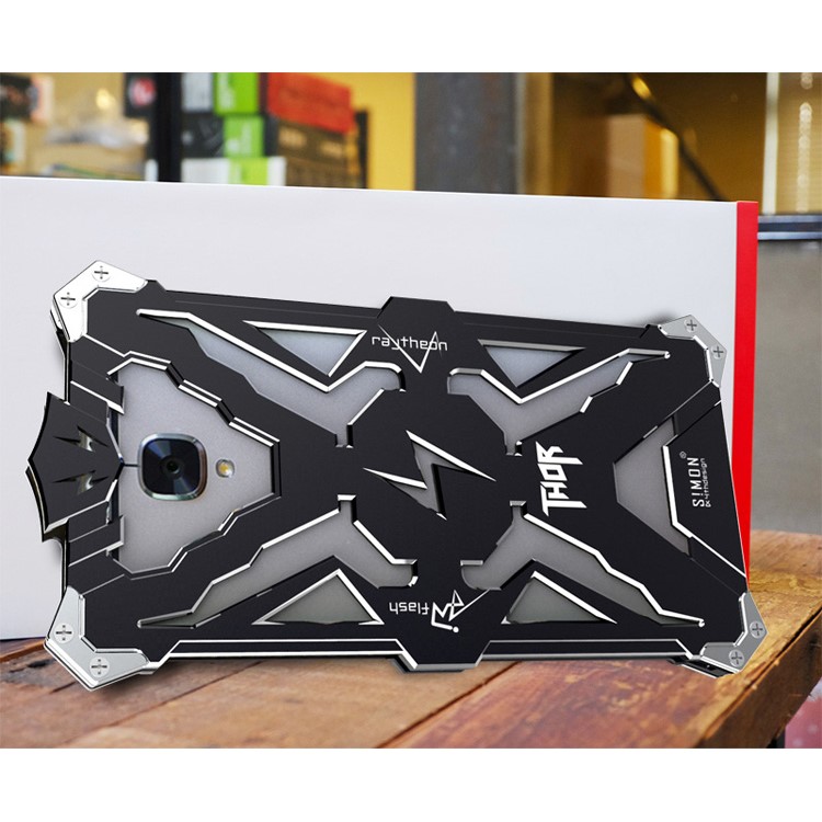 For OnePlus 3T / 3 Punk Rock Aviation Aluminum Metal Armor Mobile Phone Case - Black-2