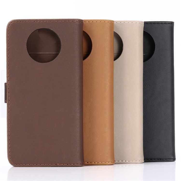 Crazy Horse Leather Wallet Stand Case for OnePlus 7T - Coffee-11