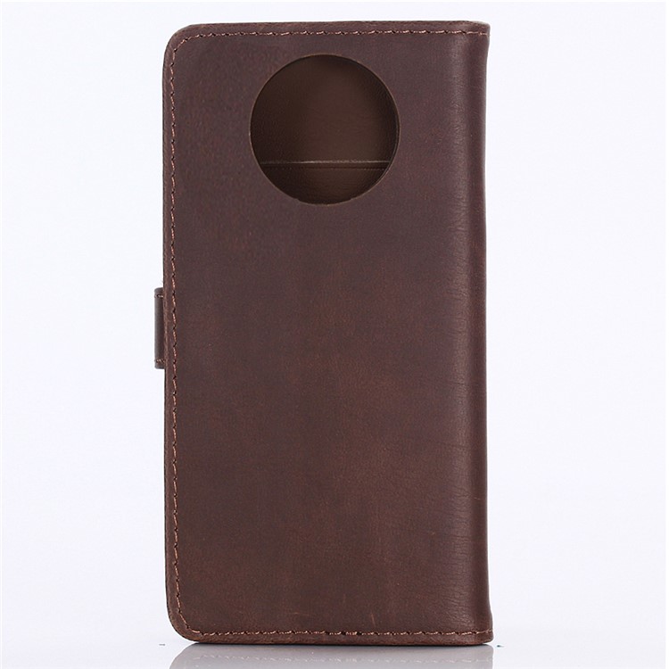 Crazy Horse Leather Wallet Stand Case for OnePlus 7T - Coffee-3