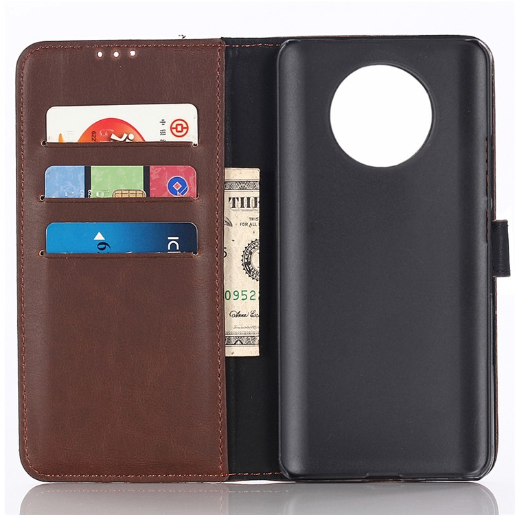 Crazy Horse Leather Wallet Stand Case for OnePlus 7T - Coffee-4