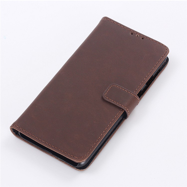 Crazy Horse Leather Wallet Stand Case for OnePlus 7T - Coffee-7