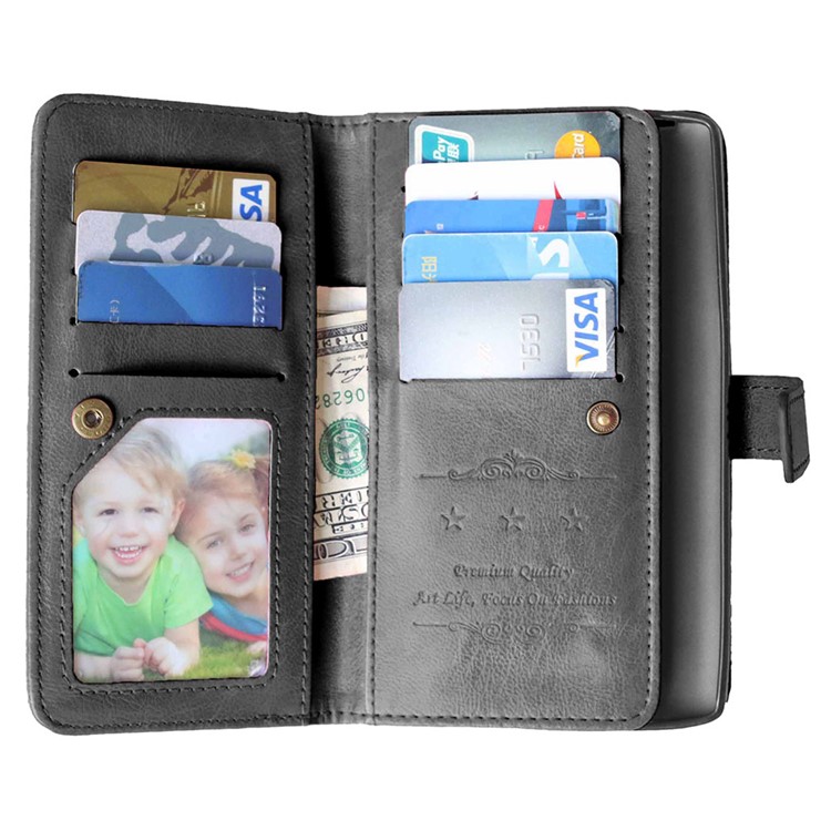Crazy Horse Leather Multi 9 Card Slots Wallet Case for OnePlus One A0001 - Black-2