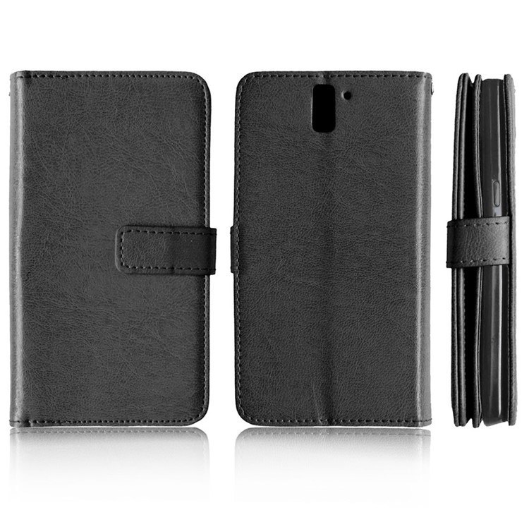 Crazy Horse Leather Multi 9 Card Slots Wallet Case for OnePlus One A0001 - Black-3