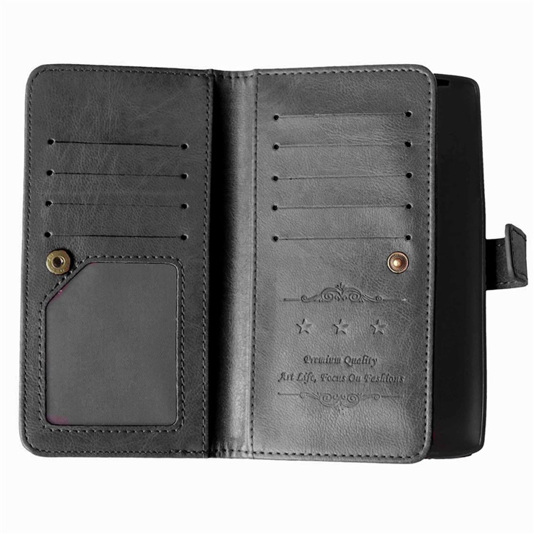 Crazy Horse Leather Multi 9 Card Slots Wallet Case for OnePlus One A0001 - Black-6