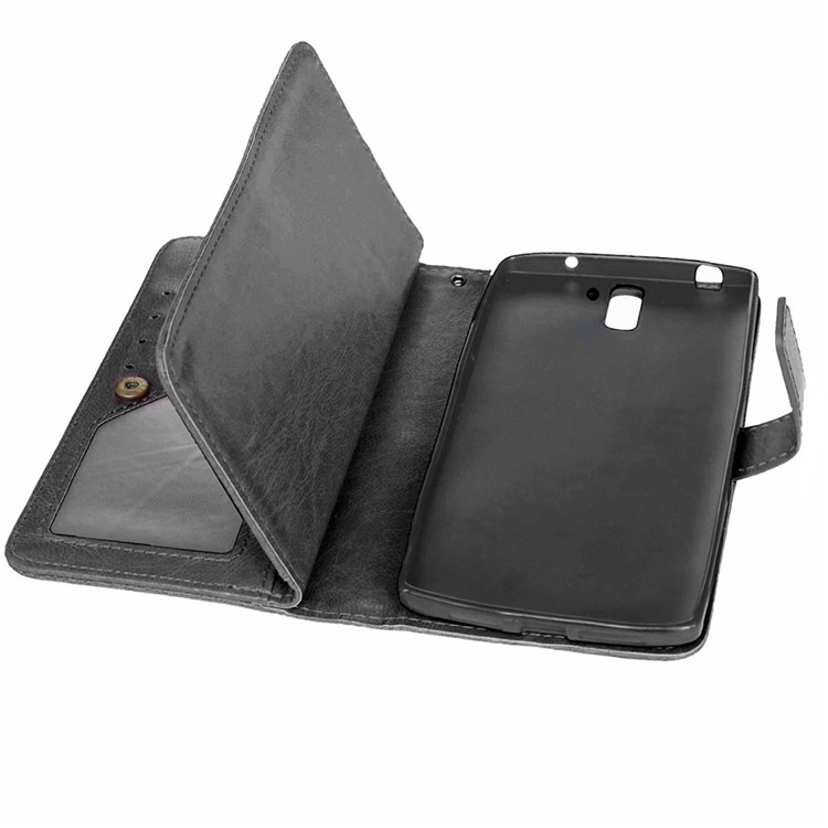 Crazy Horse Leather Multi 9 Card Slots Wallet Case for OnePlus One A0001 - Black-7