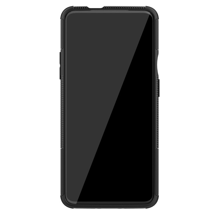 Cool Tyre Pattern PC + TPU Hybrid Cell Phone Case with Kickstand for OnePlus 7T Pro - All Black-3