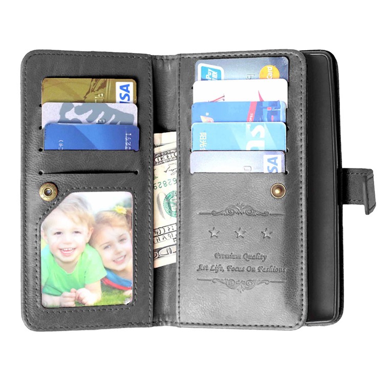 Crazy Horse Leather Multiple 9 Card Slots Wallet Case for OnePlus 2 - Black-2